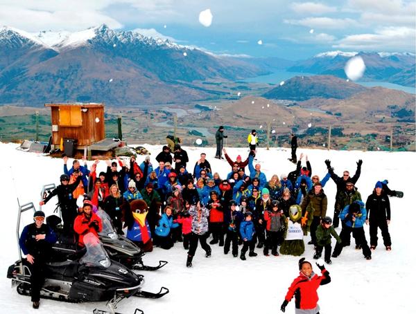 Cure Kids at Coronet Peak in snowball heaven.